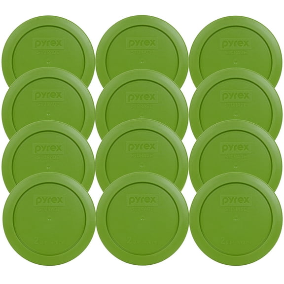 Pyrex 7200-PC Lawn Green Plastic Food Storage Lid Cover (12-Pack)