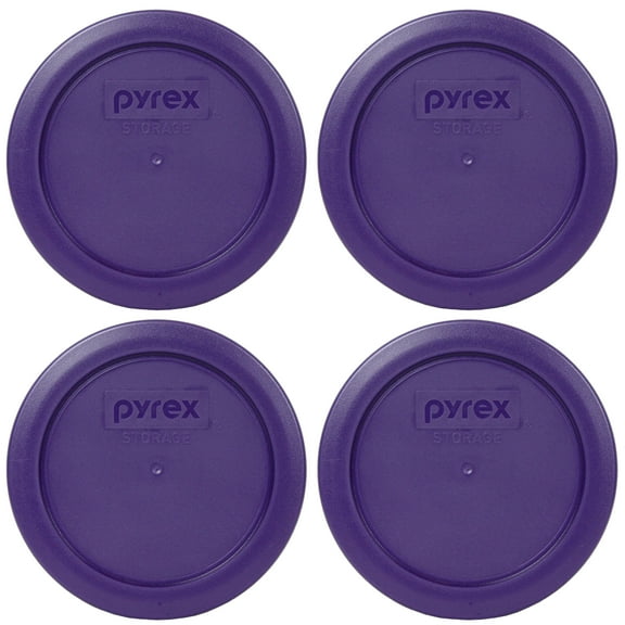Pyrex 7200-PC Plum Purple Round Plastic Storage Replacement Lid Cover (4-Pack)