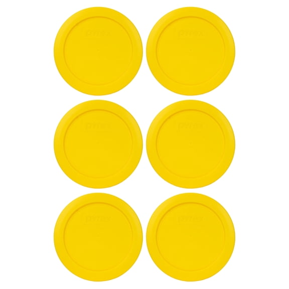 Pyrex 7200-PC Round Meyer Lemon Yellow Replacement Plastic Lid Cover (6-Pack)