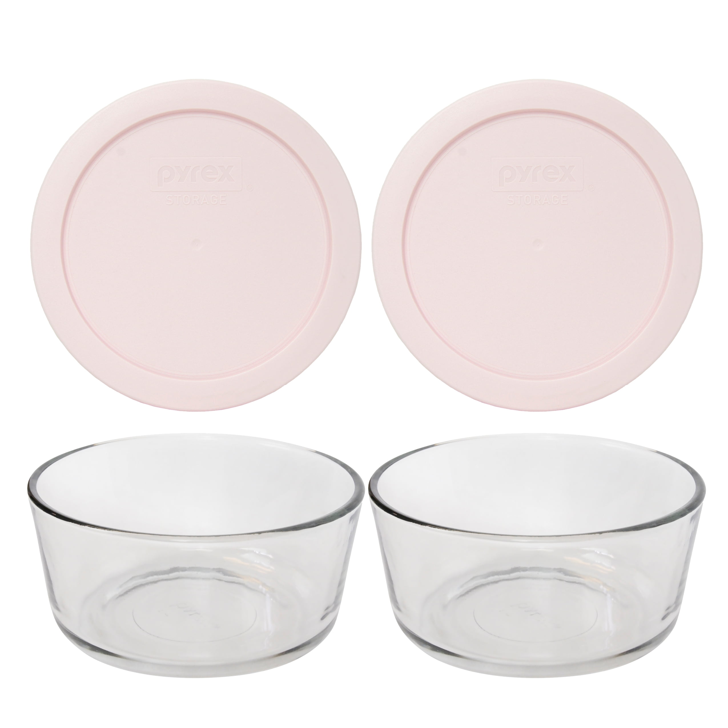 2pk (4pc) 4c Round Glass Food Storage Container Set Pink - Room Essentials™
