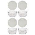 thumbnail image 1 of Pyrex 7201 4-Cup Round Glass Food Storage Bowl and 7201-PC Sleek Silver Lid (4-Pack), 1 of 3