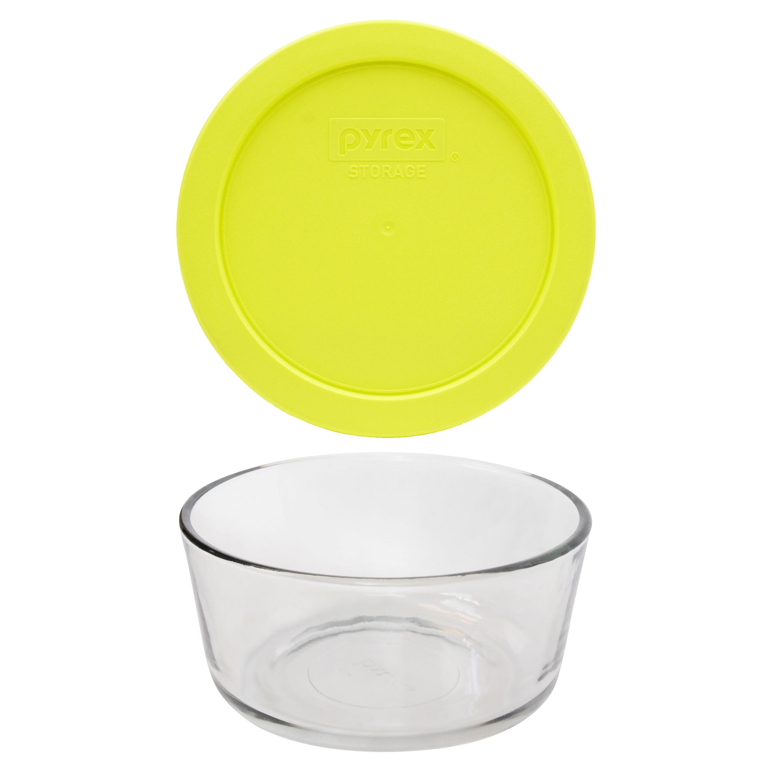 Pyrex 7201 4Cup Round Glass Food Storage Bowl with 7201PC Yolk Yellow