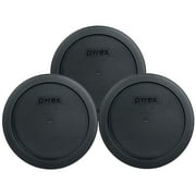 Pyrex 7201-PC Black Round Plastic Storage Replacement Lid Cover (3-Pack)