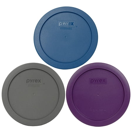 Pyrex 7201-PC Blue Spruce, Puddle Gray, and Purple Plastic Storage Replacement Lid Covers