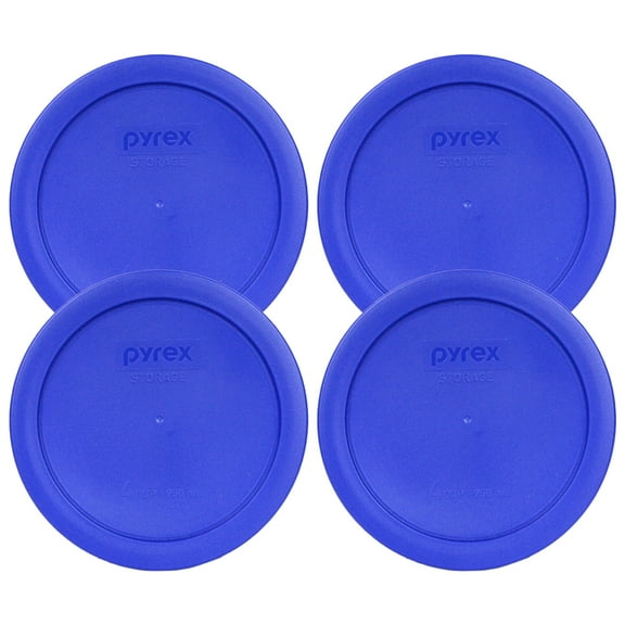 Pyrex 7201-PC Cadet Blue Round Plastic Food Storage Replacement Lid Cover (4-Pack)