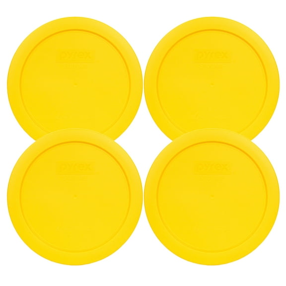Pyrex 7201-PC Lemon Yellow Round Food Storage Replacement Lid Cover (4-Pack)