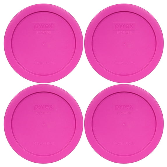 Pyrex 7201-PC Pink Plastic Food Storage Replacement Lid Cover (4-Pack)