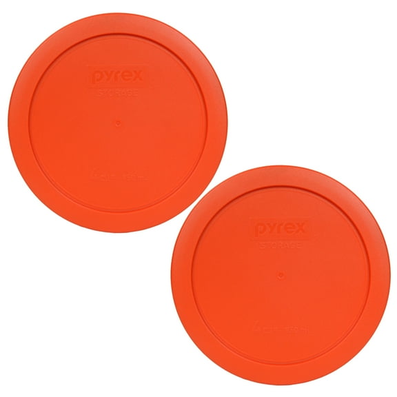 Pyrex 7201-PC Pumpkin Orange Round Plastic Storage Replacement Lid Cover (2-Pack)