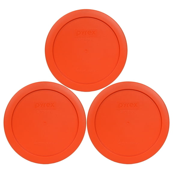 Pyrex 7201-PC Pumpkin Orange Round Storage Replacement Lid Cover (3-Pack)