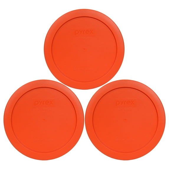 Pyrex 7201-PC Pumpkin Orange Round Storage Replacement Lid Cover (3-Pack)