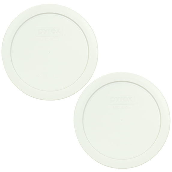 Pyrex 7201-PC White Round Plastic Storage Replacement Lid Cover (2-Pack)