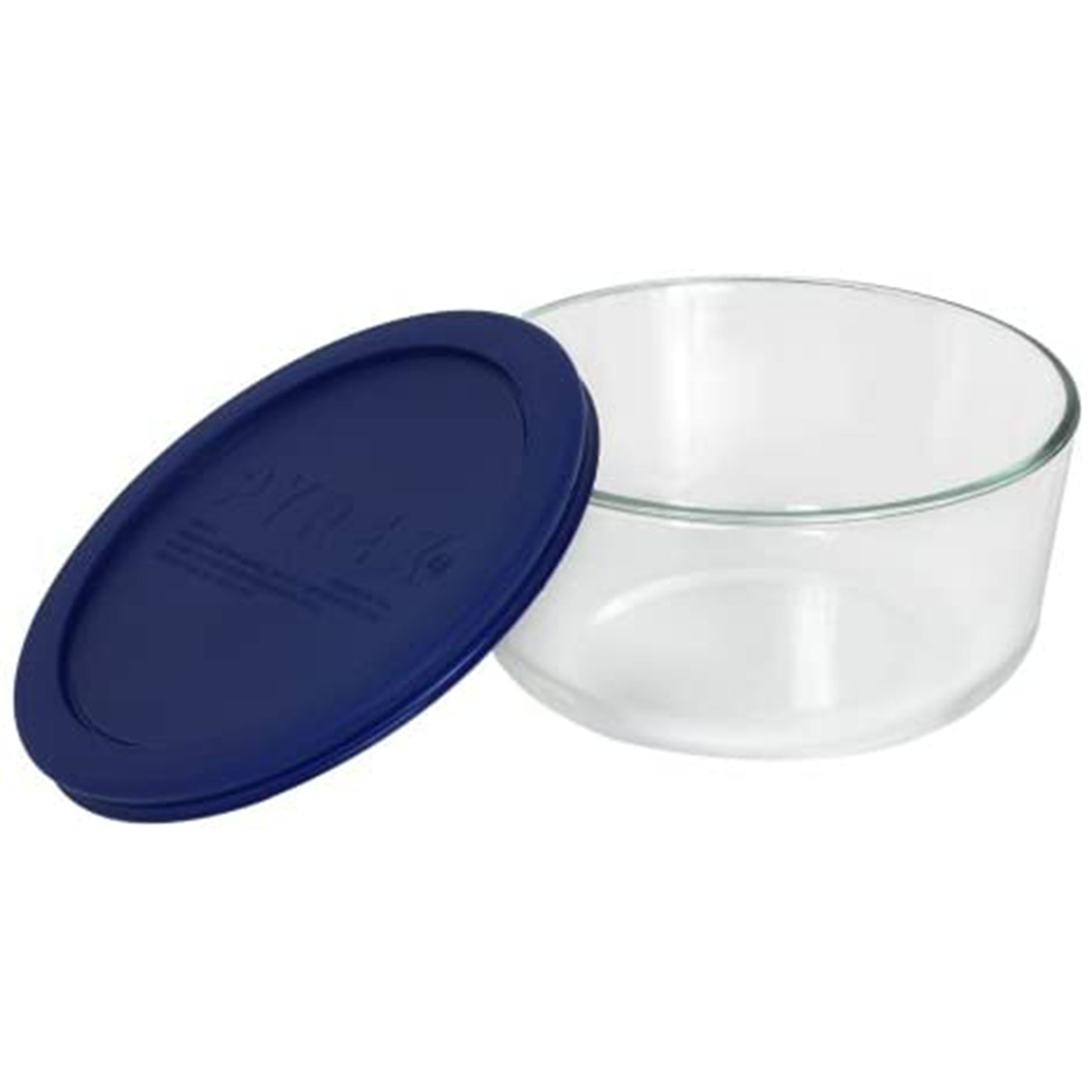 Pyrex 7201 4-Cup Glass Food Storage Bowl w/ 7201-PC Blue Cornflower Lid  (2-Pack)