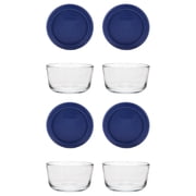 Pyrex 7202 1-Cup Glass Bowls & Dark Blue Lids 4-Pack