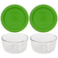 thumbnail image 1 of Pyrex 7202 1-Cup Clear Round Glass Food Storage Bowl and 7202-PC Lawn Green Plastic Lid (2-Pack), 1 of 5