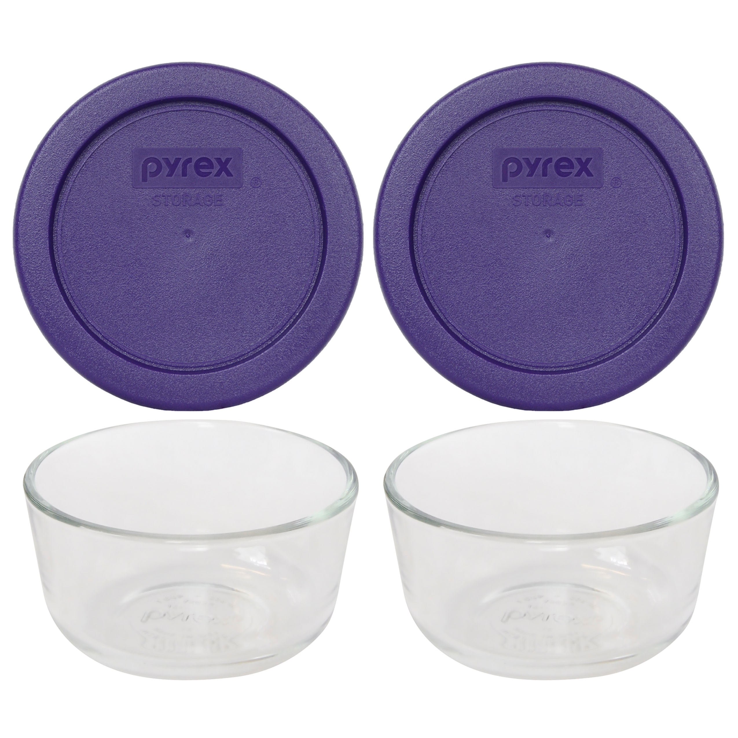Pyrex 7202 1-Cup Clear Round Glass Food Storage Bowl and 7202-PC Red Plastic Lid (6-pack)