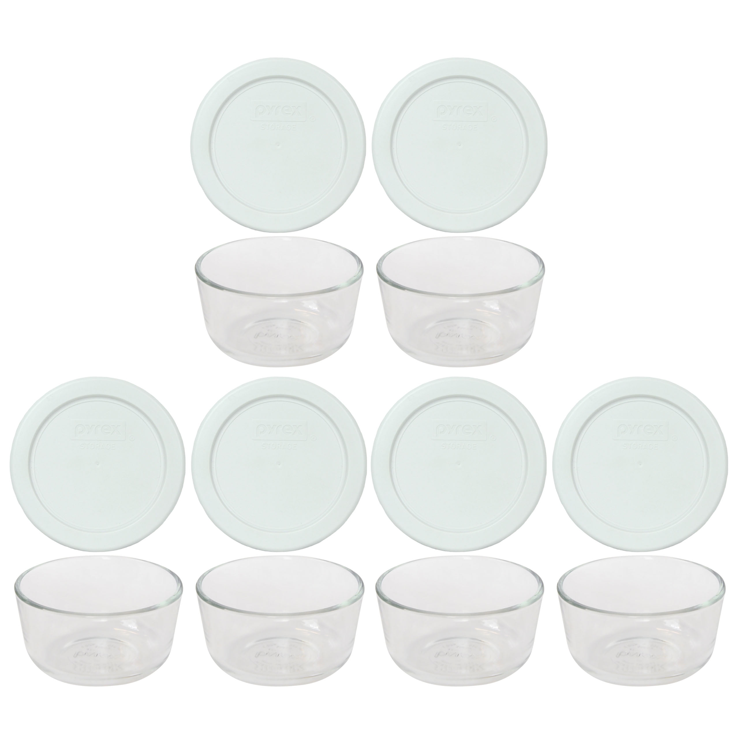 Pyrex 7202 1-Cup Clear Round Glass Food Storage Bowl and 7202-PC Plum Purple Plastic Lid (6-pack)