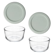 Pyrex 7202 1-Cup Glass Bowls & White Mint Lids 2-Pack