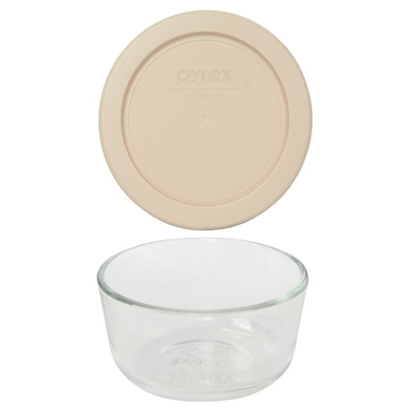 Pyrex 7202 1-Cup Glass Bowl & 7202-PC Blush Plastic Lid
