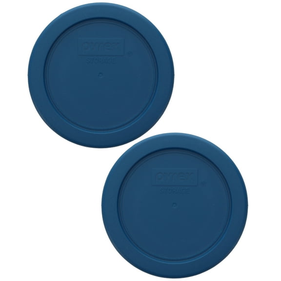 Pyrex 7202-PC Blue Spruce Round Plastic Replacement Storage Lid Cover (2-Pack)