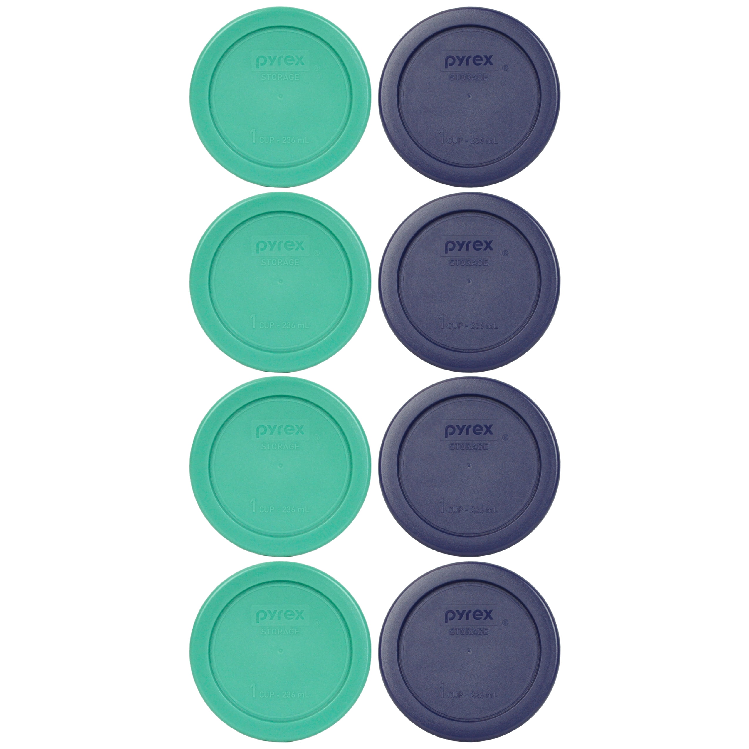 Pyrex 7202PC Blue and Green Plastic Round Replacement Lids (4Pack