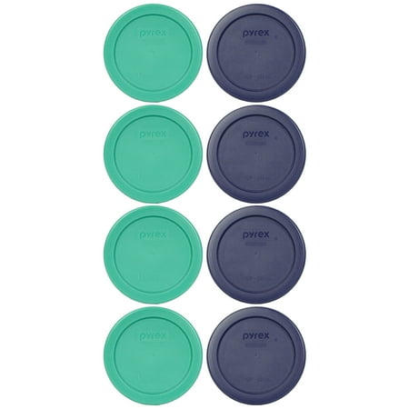 Pyrex 7202-PC Blue and Green Plastic Round Replacement Lids (4-Pack)