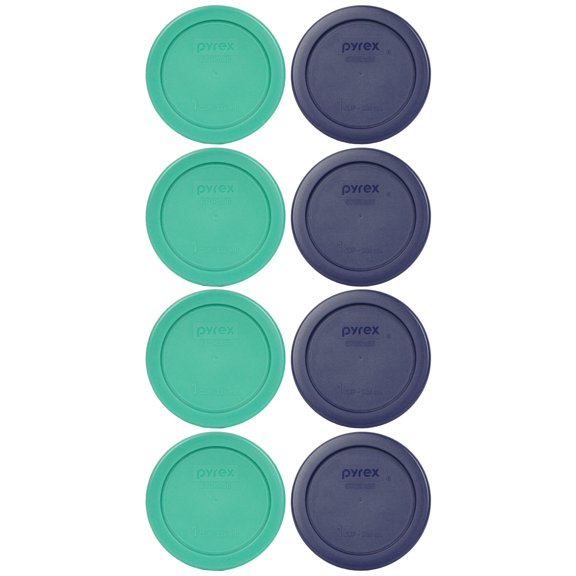 Pyrex 7202-PC Blue and Green Plastic Round Replacement Lids (4-Pack)