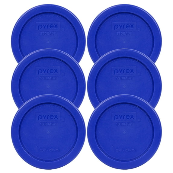 Pyrex 7202-PC Cadet Blue Round Food Storage Replacement Lid Cover (6-Pack)