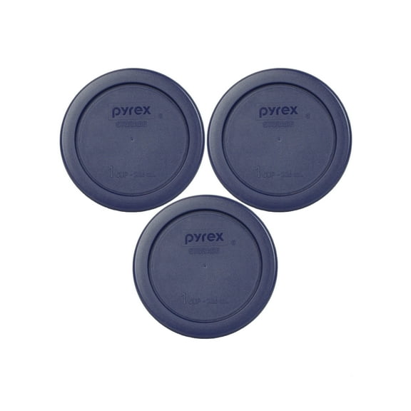 Pyrex 7202-PC Dark Blue Round Plastic Storage Replacement Lid Cover (3-Pack)