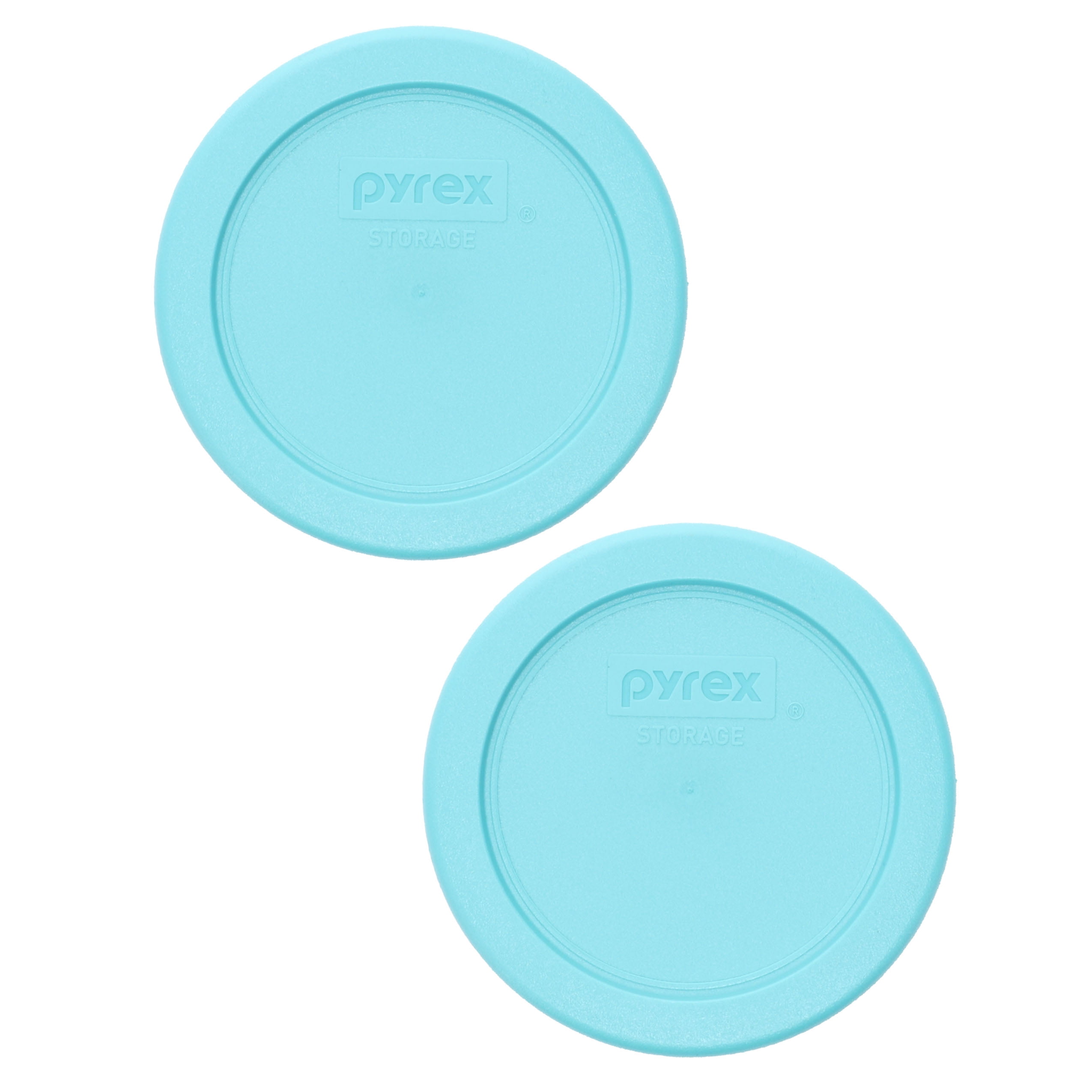 Pyrex 7202PC Turquoise Round Plastic Storage Replacement Lid Cover (2