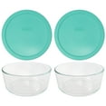 thumbnail image 1 of Pyrex 7203 7-Cup Glass Food Storage Bowl and 7402-PC Light Green Plastic Lid Cover (2-Pack), 1 of 4