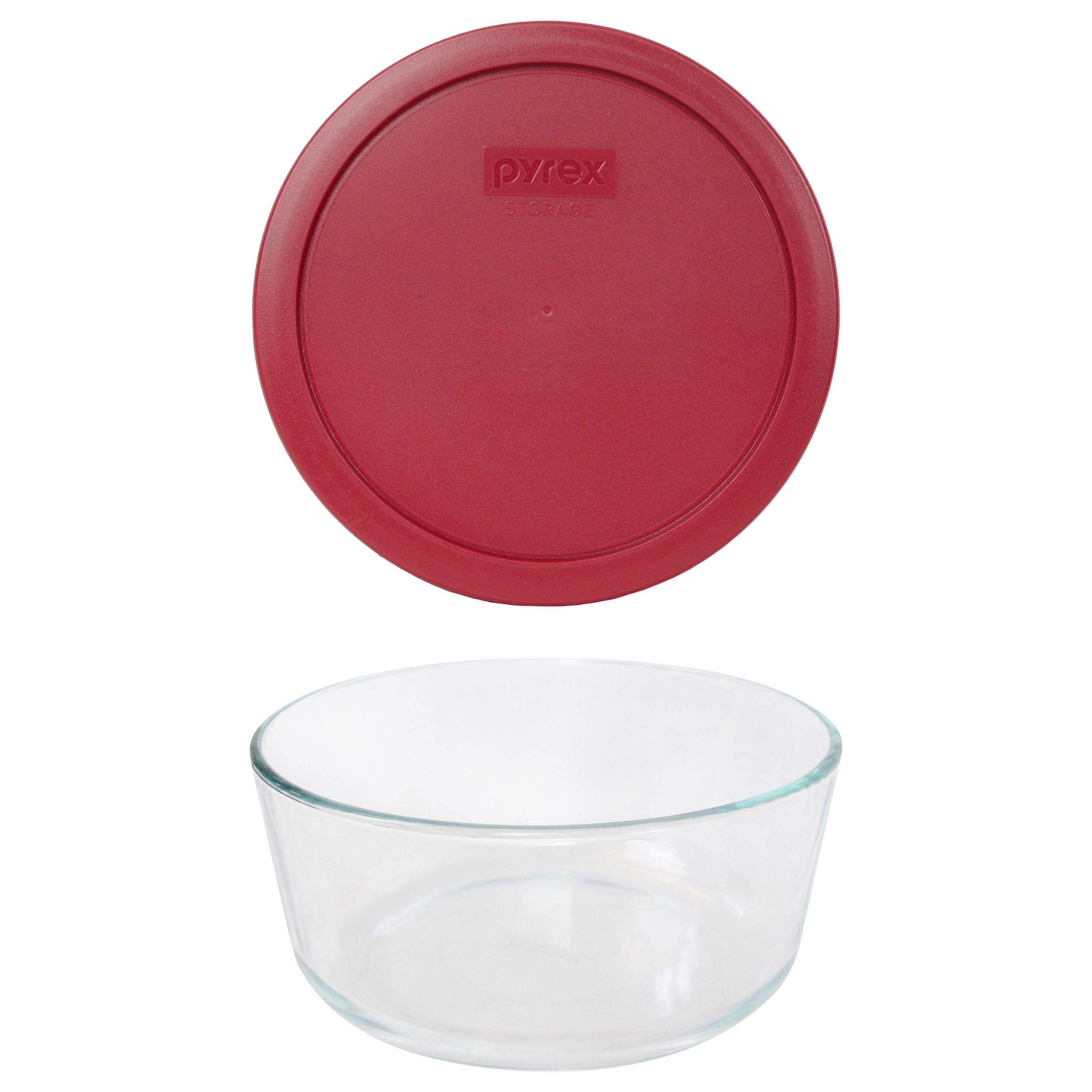 Pyrex (1) 7402 6-Cup Sculpted Glass Mixing Bowl and (1) 7402-PC Blue Spruce  Plastic Lid