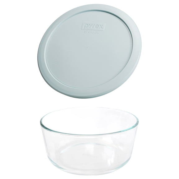 Pyrex 7203 7-Cup Glass Bowl & 7402-PC Muddy Aqua Lid