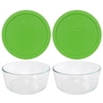 thumbnail image 1 of Pyrex 7203 Round Glass Food Storage Bowl w/ 7402-PC Green Plastic Lid Cover (2-Pack), 1 of 5
