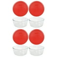thumbnail image 1 of Pyrex 7203 Round Glass Food Storage Bowl w/ 7402-PC Poppy Red Plastic Lid Cover (4-Pack), 1 of 5