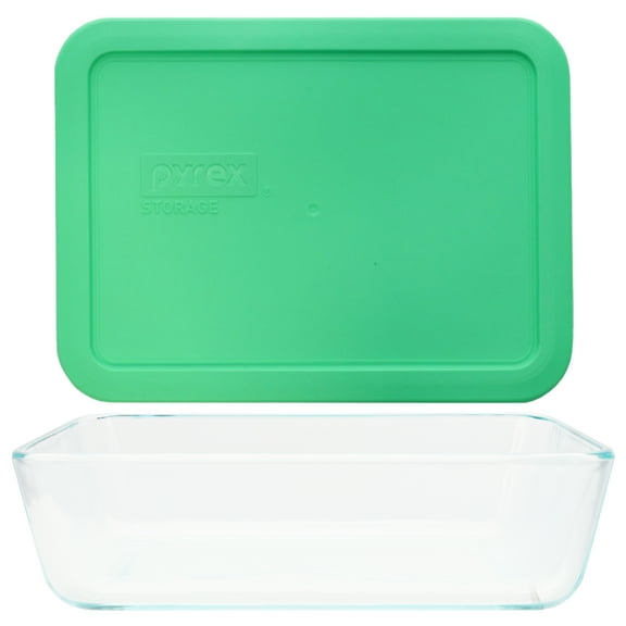 Pyrex (1) 7210 3-Cup Glass Container and (1) 7210-PC Bright Green Lid