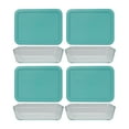 thumbnail image 1 of Pyrex 7210 3-Cup Glass Food Storage Dish and 7210-PC Turquoise Plastic Lid (4-Pack), 1 of 6