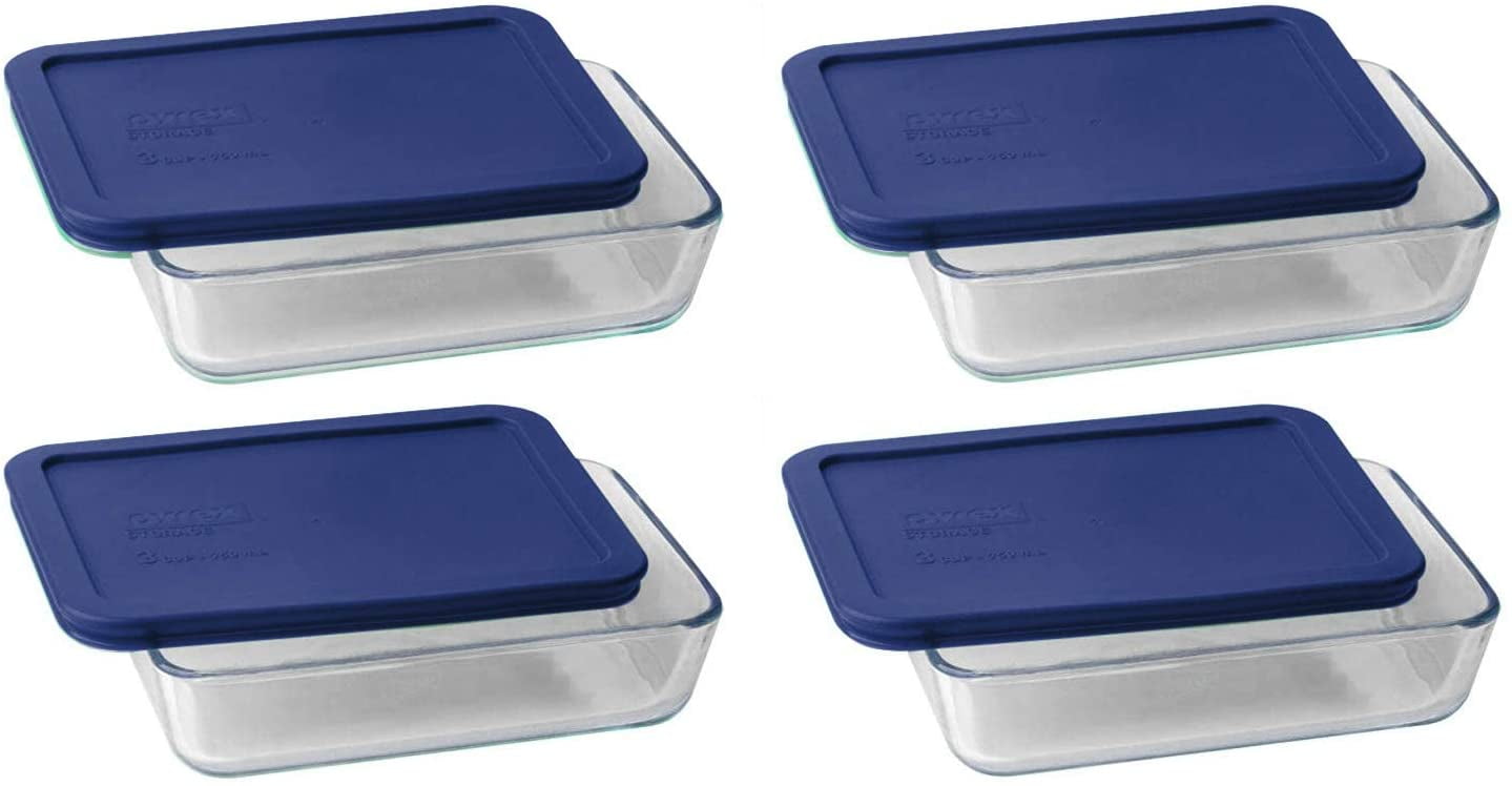 Pyrex 7210 3-Cup Rectangle Glass Food Storage Dishes and 7210-PC