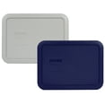 thumbnail image 1 of Pyrex 7210-PC (1) Grey and (1) Blue Rectangle Plastic Food Storage Replacement Lid, 1 of 3
