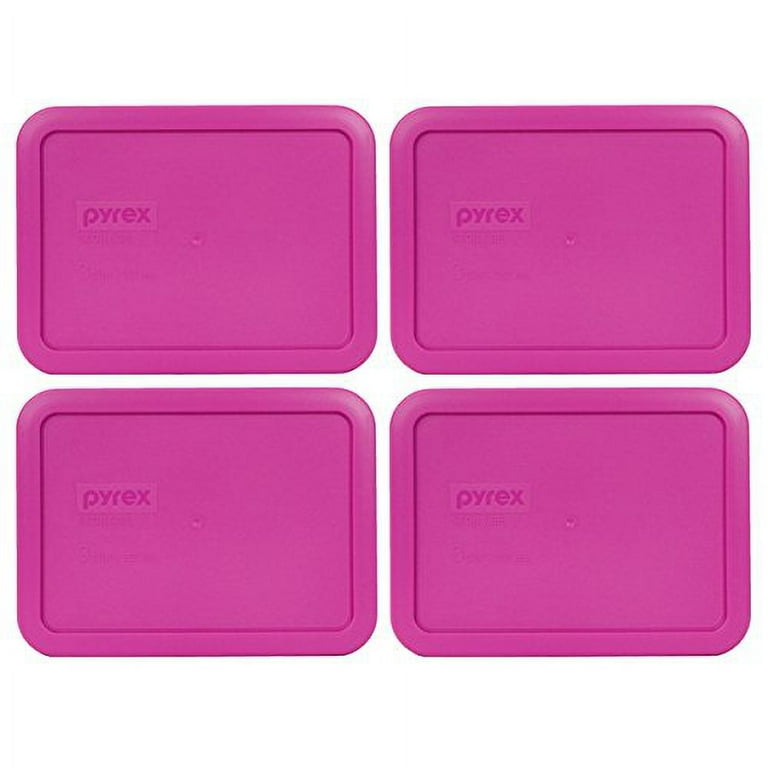 Pyrex (4) 7210 3-Cup Glass Food Storage Dishes and (4) 7210-PC Loring Pink Plastic  Lids 