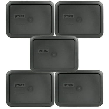 Pyrex 7210-PC 3-Cup Charcoal Grey Rectangle Storage Replacement Lid (5-Pack)