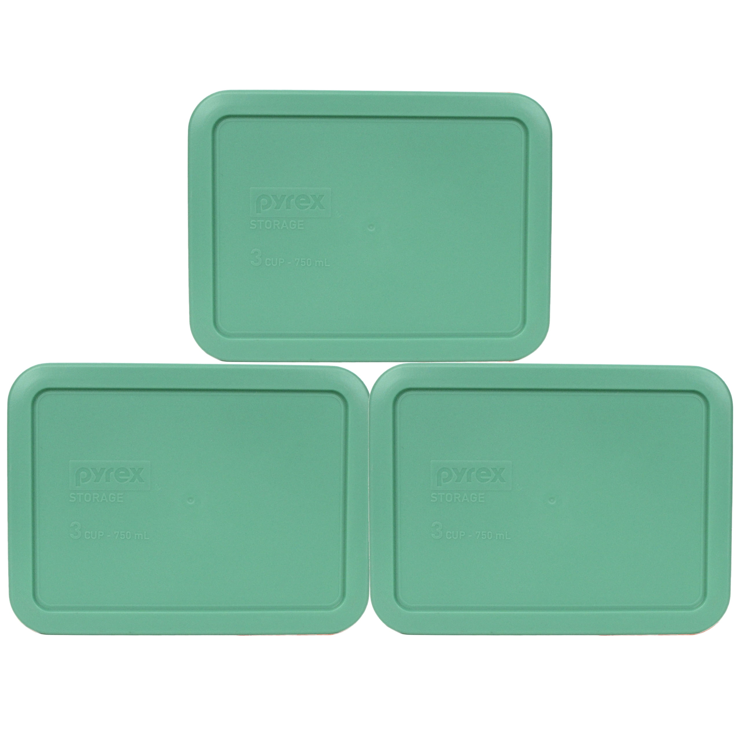 Pyrex 7210 3-Cup Glass Food Storage Dishes w/ 7210-PC Light Green Lids (2-Pack)
