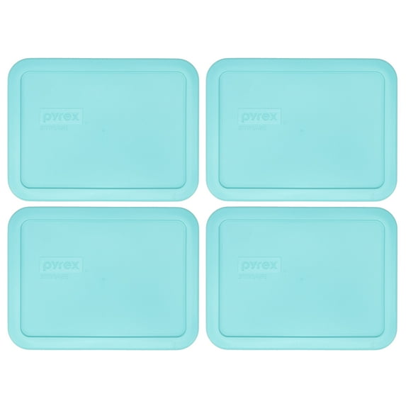 Pyrex 7210-PC Sun Bleached Turquoise Plastic Storage Rectangle Replacement Lid Cover (4-Pack)