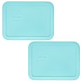 thumbnail image 1 of Pyrex 7210-PC Sun Bleached Turquoise Storage Rectangle Replacement Lid Cover (2-Pack), 1 of 2