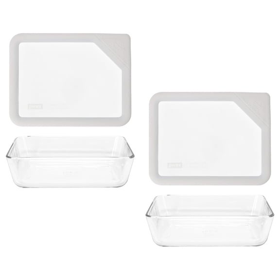 Pyrex 7211 6-Cup Glass Dish w/ OV-7211 Ultimate White Glass Lid (2-Pack)