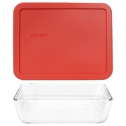 Pyrex 7211 6-Cup Glass Dish & 7211-PC Red Lid