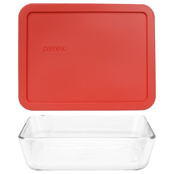 Pyrex 7211 6-Cup Glass Dish & 7211-PC Red Lid