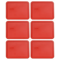Pyrex 7211-PC Poppy Red Rectangle Plastic Replacement Lid Cover (6-Pack)