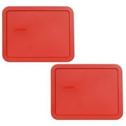 Pyrex 7211-PC Poppy Red Rectangle Plastic Storage Replacement Lid Cover (2-Pack)