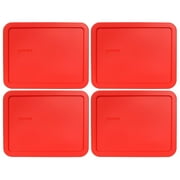 Pyrex 7211-PC Red Rectangle Plastic Storage Replacement Lid Cover (4-Pack)