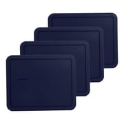 Pyrex 7212-PC Blue Rectangle Plastic Storage Replacement Lid Cover (4-Pack)